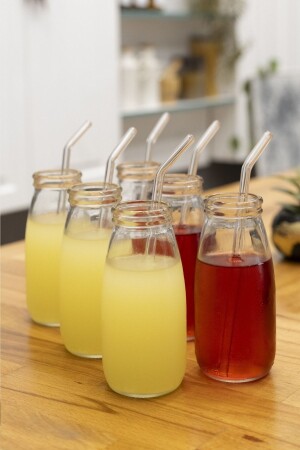 MNZ-6 قطع زجاجية زجاجية مع شربة منقشة، مشروبات مشوية وشراب كوكتيل زجاجة زجاجية مجموعة - غطاء دليل التسرب MA - Milea