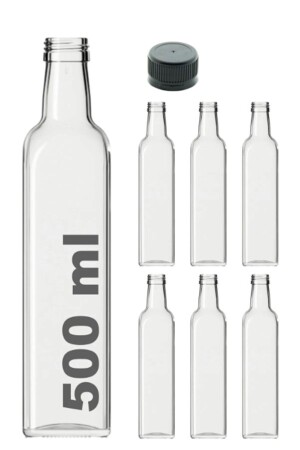 MNZ-6 قطع متعددة الأغراض الزجاج الشفاف مربع Maraska زجاجة 500 مل - مع كأس مقاوم للتسرب MA2190 - Milea