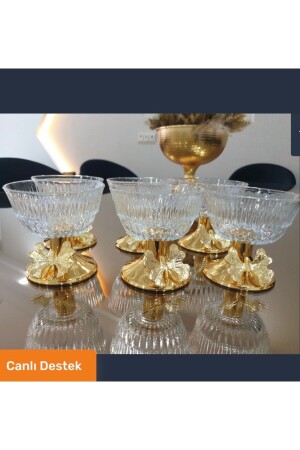 MNZ-6 قطع زجاجية ذو أقدام ذهبية كأس السكر كأس العشاء عرض كأس الفراشة نموذج كأس العصير MNL1022 - Elzem