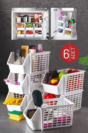 MNZ-6 قطع منظمة متعددة الأغراض للداخل الخزانة، تحت الغسالة وخلال الثلاجة بيضاء NDY-TİM-141-2 - Nandy Home