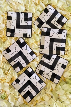 MNZ-6- Piece كعك لوحة مربع البرق نمط تزيين اليد 20 سم EVS-ŞMŞK-TBK-002 - ŞURAMUTFAK