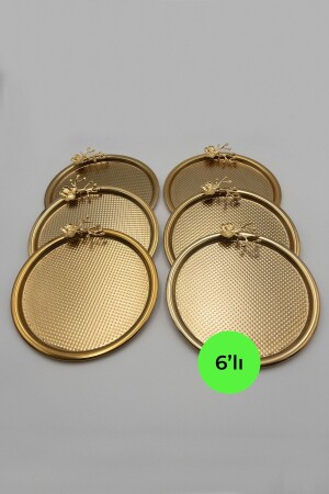 MNZ-6- Piece يابانية وردة مستديرة الذهب عرض الصفائح، كيك شاي قهوة أزياء الخدمة الصفائح 22 سم JGMT212-6X - Fiyakalı Ürünler Atölyesi