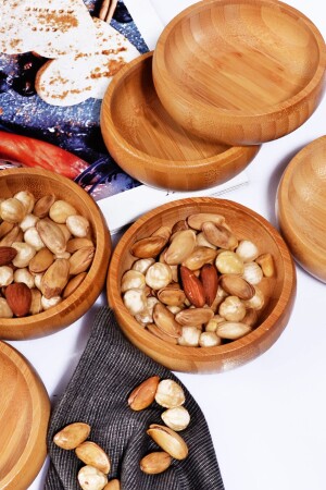 MNZ-6- Piece Bamboo Snack Bowl 10 سم بيكرز-1010 - Porselen Diyarı