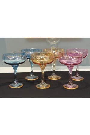 MNZ-6- Piece يد مزين زجاجي زجاجي كريم جليدي Bowl، كأس جليدي Glass Ice Cream Bowl، كأس خفيفة 513 - Paşabahçe