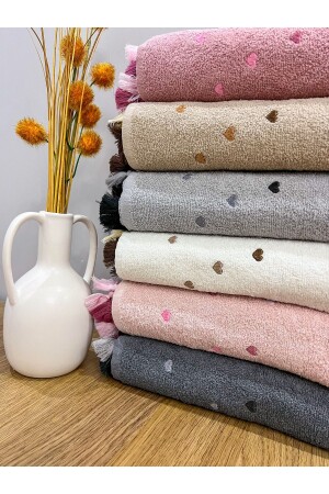 MNZ-6- Piece Heart Embroidered Tassel Dowry Set 50x90 مجموعة من المفاتيح اليدوية - Ayhanhome