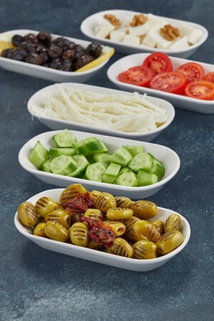 MNZ-6- Piece Kütahya Venus Series Ceramic Breakfast Presentation Snack Bowl Set 6-ADT-VENUS-KHVLTLK - Blue