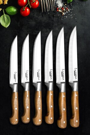 MNZ-6- Piece سكين المطبخ وضع اللحم الخبز الخضروات السكين الفاكهة LAZBİSAA06 - LAZBİSA