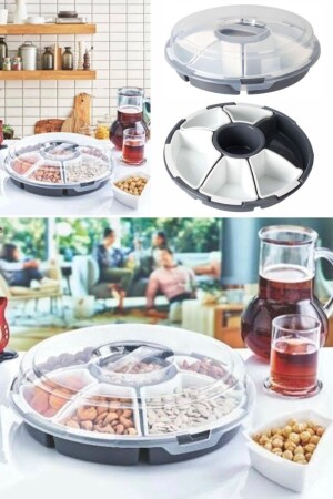 MNZ-6- Piece Snack and Breakfast تخزين الصحن مع غطاء البلاستيكي حفل شواء النزهة مفيدة الشفافية لليلي مجموعة ap3a - Utelips