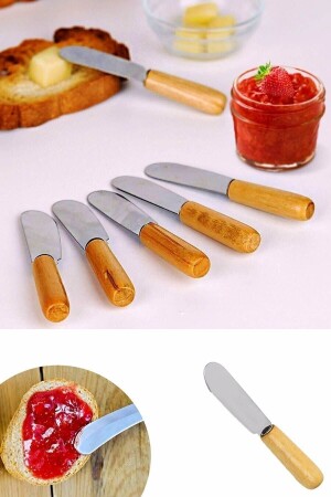 MNZ-6- Piece Wooden Handle Breakfast Butter Jam Knife، Set BTS2489246522763 - BİTERSE