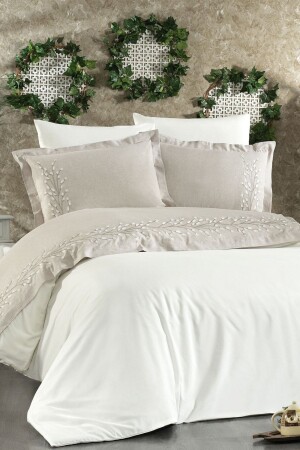 MNZ-6 قطعة القطن الخيطات الليما مزدوجة بيز غطاء غطاء الملفوفة مجموعة SRBNHMNAK1LİMA - Minelya Home Collection