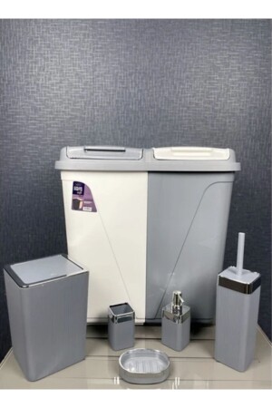 MNZ-6 قطعة سلة غسيل القذر - WC حمام مجموعة، فايوليت 6 قطعة فاخرة مجموعة المعدات Ahir7894 - AHİR TİCARET