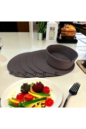 MNZ-6 قطع سلة لوحة الـ Wicker Plate Basket - Set لون الأنتراتيكيت - Nays Home