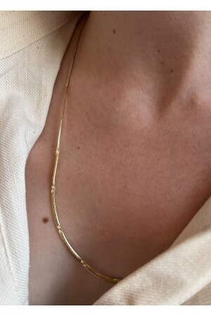 MNZ-60 CM THIN ITALIAN&STAR PLATE GOLD COLOR STEEL NECLACE - Kiligistanbul