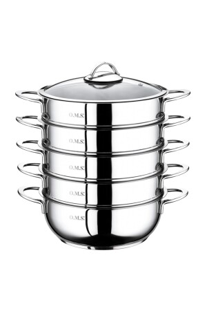 MNZ-6090-c - 6 قطع من الفولاذ المقاوم للصدأ، غطاء الزجاج 28x10cm-5,80 لتر برودة بخار، أوزبكستاني رافيولي - Oms