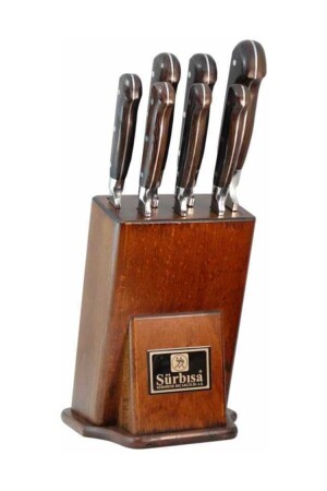 MNZ-61510-ym سكين مطبخ محلي مع منصة خشبية 7 قطع BCK02-61510-YM-E - Sürbisa