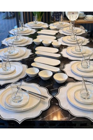 MNZ-64 قطع البلاتينية عصرية كريم الإفطار مجموعة ل 12 شخص - Onedekor