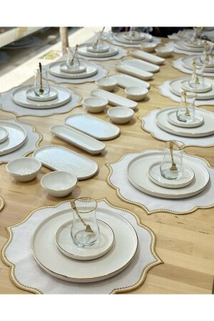 MNZ-64 قطع ذهبية صبغ عصري كريم مجموعة ل 12 شخص - Onedekor