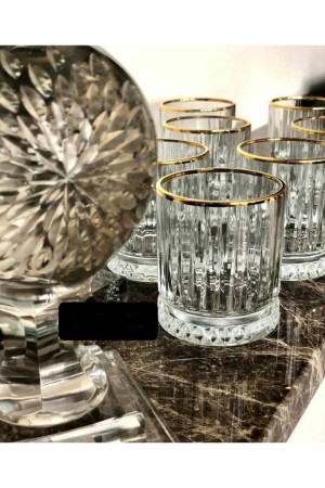 MNZ-6-pack Elysia Gold Gilded - Elysia Gold 210 Cc Glass - Glass Soft Drink -r paşabahçe-6-pack GoldElysia210cc - Paşabahçe