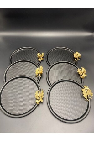 MNZ-6-Piece Butterfly Black ديكوراتي دوري الصندوق، الشاي، القهوة، الحلوى، خدمة الكعك عرض الصندوق 22 سم KZMT421-6 - Fiyakalı Ürünler Atölyesi