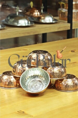 MNZ-6-Piece Copper Breakfast Sauce Bowl، Jam، Snack Bowl Set grbkrçkrçrz1 - GÜR BAKIR