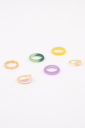 MNZ-6-Piece Enamel Stone Resin Combination Ring Set 0927 - Ervalina