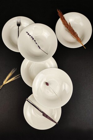 MNZ-6-piece استنبول Form Porcelain Deep Plate Dinner Plate Set 20 سم كريم TL4034361 C320. 003 - Digithome