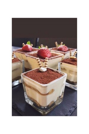 MNZ-6-Piece Glass Square Cup Magnolia، وعاء الحلوى والإيس كريم LVN 06 - Genel Markalar