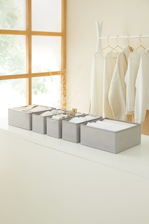 MNZ-6-Piece Gray Drawer Cabinet غسيل منظمة غرف الأطفال صندوق تخزين مقعد منظمة - Ocean Home Textile