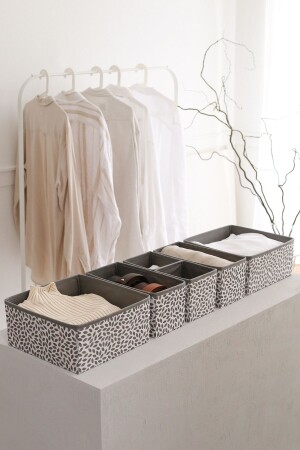 MNZ-6-Piece Gray غرفة الأطفال الخزانة غسيل الجراف منظمة صندوق تخزين منظمة KK6-TELGRI - Rek Home