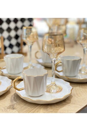 MNZ-6-Piece Grazia سلسلة خاصة كوبات القهوة مع لوحة بيضاء - Onedekor