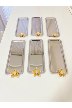 MNZ-6-Piece Lily Flower فخمة فولاذ فولاذ المقاوم للصدأ الخدمة العصا الفضية، الشاي والقهوة والعذائر والعرض الص - Genel Markalar
