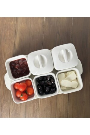 MNZ-6-Piece طعام الفطور الفاخرة البورسلين مع طاولة و غطاء طعام الفطور - Pembelia Life