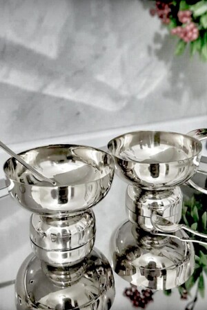 MNZ-6-Piece Silver Turkish Delight، خزنة للاجبات الخفيفة والآيس كريم VP256936 - Vipkitchen