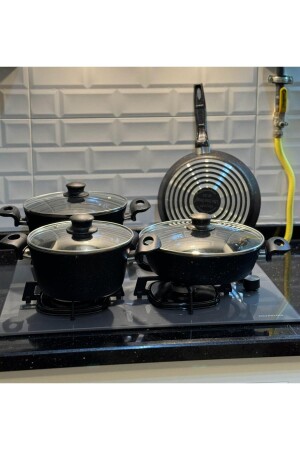 MNZ-7 قطعة طباخ حفرة ورقائق غرانيت سوداء مجموعة النخبة22 - ELİTİZ