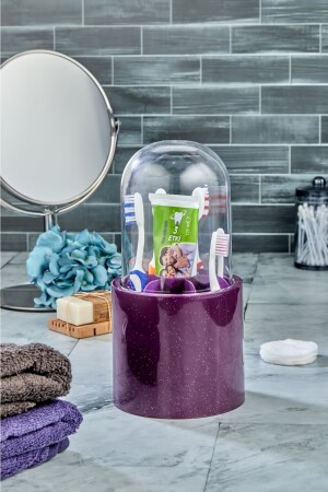 MNZ-7-مكونة منظمة حامل فرشاة أسنان زجاجية مع تصميم زرقاء CAN. 1002 D.F. - Poomy