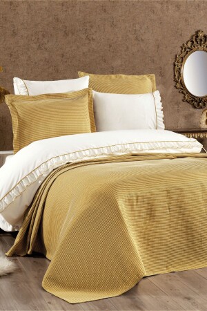 MNZ-7 قطعة قطن بيك غطى ومغطى Dulce غطى مزدوج غطى مجموعة الخردل (مع هدية مفاجأة) LVNHMNEV1FLY - Luvana Home