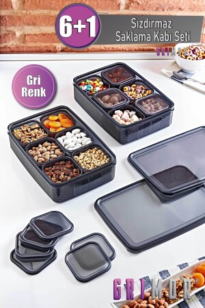 MNZ-7 قطعة دليل التسرب حاوية تخزين مضمنة للطقس - الإفطار مجموعة العشاء اللون الرمادي GM00297 - GRİMOR Life