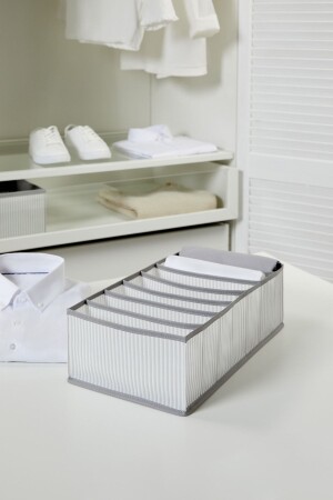 MNZ-7 قطع غرف خزانة ذات شريط رمادية الدرج نوع التنسيق منظمة الغسيل المثبت - Ocean Home Textile