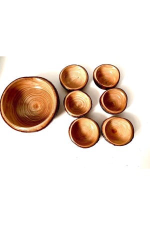 MNZ-7- Piece Wooden Snack Bowl تقديم الكأس والصفائح مجموعة TYC00367845880 - Genel Markalar