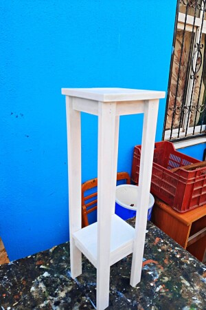 MNZ-70cm 2 طبقات طاولة جانبية بيضاء خشبية، ورفع النباتات، منظمة توفير المساحة 2 طبقات منظمة - Alyones