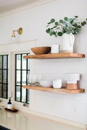 MNZ-70cm 2 قطعة رف جدار صلب مكتبة رف الكتب حمام ومنظمة المطبخ. 70cm 2 رف خشبي - LİNDE HOME