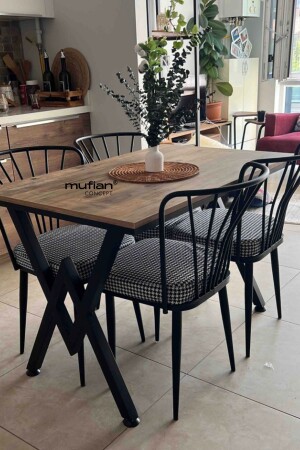 MNZ-70x110 سم أطلسي الصنوبر W معدني قدم طاولة المطبخ مجموعة طاولة الطعام مجموعة طاولة الشرفة مجموعة - Mufian Concept