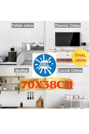 MNZ-70x38 Cm (0-27M2) مُمِحٌ صلبٌ للفلفلفة الذاتية البيضاء 3d للفلفلفة الجدارية المرنة - Renkli Duvarlar