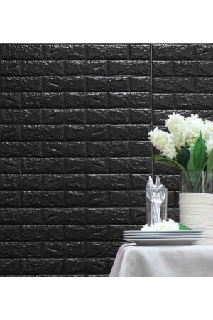 MNZ-70x46cm(0-32M2)فريق خلفية ذاتية التلصق الرغوة المرنة الأسود الحجر - Renkli Duvarlar