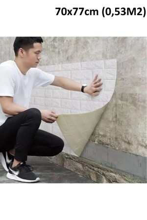 MNZ-70x77cm ((0-53M2) غلافات ذاتية التلصق البيضاء مرنة الإسفنج البيضاء الطوب الجدار ورق الجوال الرغوة - Bien Home