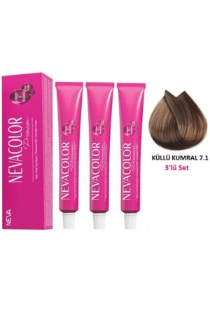 MNZ-7-1 مجموعة من صبغة الشعر البني الرمادية من 3 N0001 - Neva Color