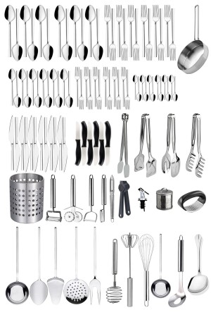 MNZ-72 قطع 12 شخصية ملعقة شوك سكين مجموعة 104 قطع طعام ضيف فولاذ المقاوم للصدأ مجموعة SS250822-0609315 - Homerest