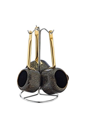 MNZ-7220 قطرة ذهبية على مجموعة قوارب القهوة السوداء - Oms