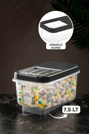 حاوية تخزين المواد المضطربة من MNZ-7.5 Lt مع غطاء متحرك - علامة على اللوحة صندوق تخزين المواد المضطربة من أنث - Meleni Home