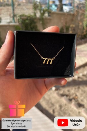 MNZ-777 رقم الملاك قلادة سلسلة فضية مع صندوق الهدايا 925 كيراط ذهبية ملصقة رقم الملاك قلادة LCN-101-111 - Lucente Jewellery